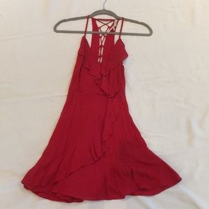 Red wrap dress